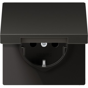 Розетка с заземлением JUNG LS METAL 2К+З 16А 250В (антрацит)
