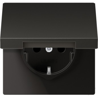 Розетка с заземлением JUNG LS METAL 2К+З 16А 250В винтовые клеммы (антрацит)