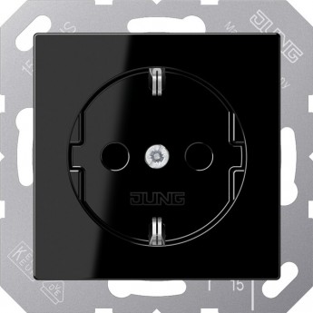 Розетка со шторками JUNG A 500 2К+З 16 А 250В с заземлением (черный)