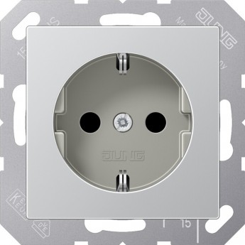 Розетка со шторками JUNG А 500 алюминий