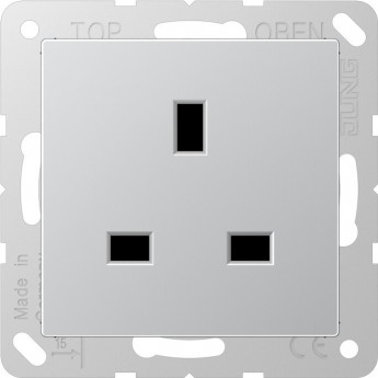 Розетка со шторками JUNG A 500 БС 2п+Е алюминий