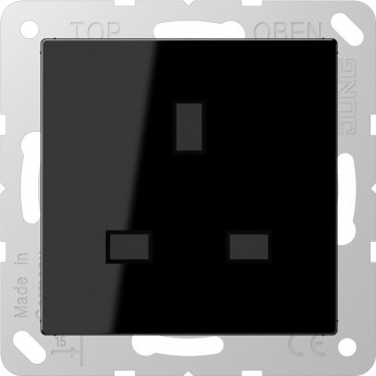 Розетка со шторками JUNG A 500 БС 2п+Е черный