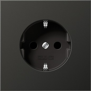 Розетка со шторками JUNG LS METAL винтовые клеммы (антрацит)